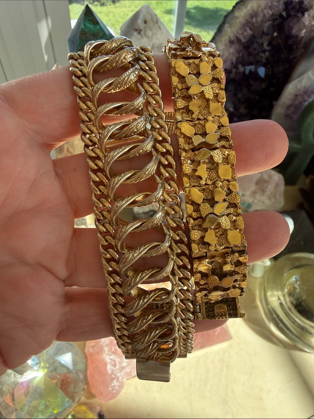 Bergere Vintage Gold-Tone Nugget Statement Bracelets
